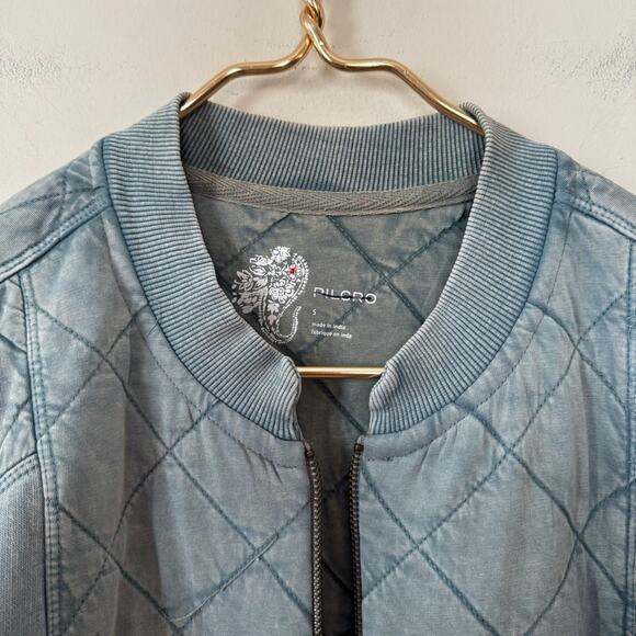 Anthropolgie Pilcro Quilted Bomber Jacket Washed Teal Blue S - Picture 8 of 12
